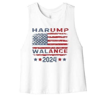 Harump Wallace 2024 Harris Trump Walz Vance Funny Women's Racerback Cropped Tank