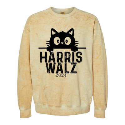 Harris Waltz 2024 Funny Cat Colorblast Crewneck Sweatshirt