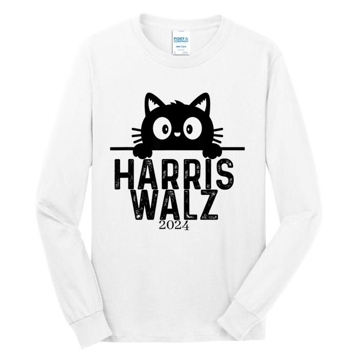 Harris Waltz 2024 Funny Cat Tall Long Sleeve T-Shirt