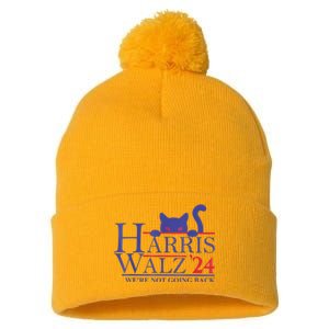 Harris Waltz 2024 Were Not Going Back Funny Cat Lady Pom Pom 12in Knit Beanie