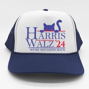 Harris Waltz 2024 Were Not Going Back Funny Cat Lady Trucker Hat