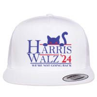 Harris Waltz 2024 Were Not Going Back Funny Cat Lady Flat Bill Trucker Hat