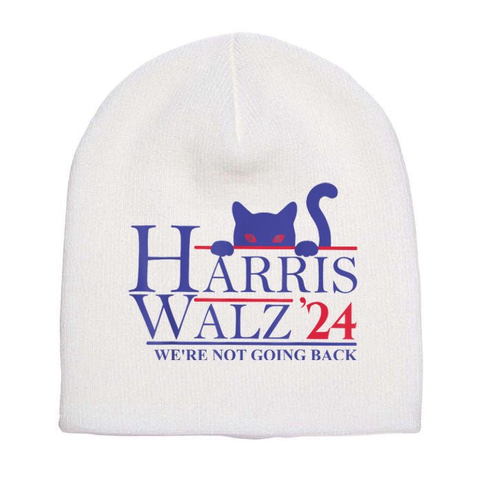 Harris Waltz 2024 Were Not Going Back Funny Cat Lady Short Acrylic Beanie