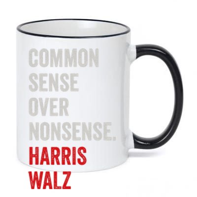 Harris Walz 2024 Common Sense Over Nonsense 11oz Black Color Changing Mug