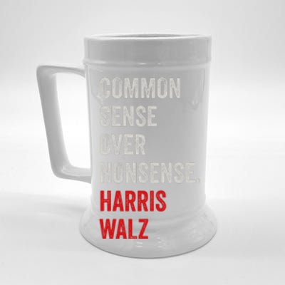 Harris Walz 2024 Common Sense Over Nonsense Beer Stein