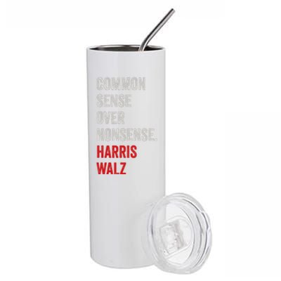 Harris Walz 2024 Common Sense Over Nonsense Stainless Steel Tumbler