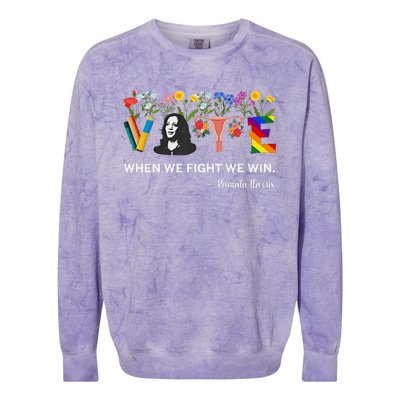 Harris Waltz 2024 When We Fight We Win Kamala Harris 2024 Colorblast Crewneck Sweatshirt