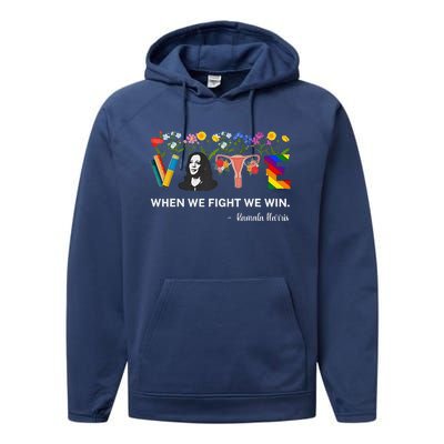 Harris Waltz 2024 When We Fight We Win Kamala Harris 2024 Performance Fleece Hoodie