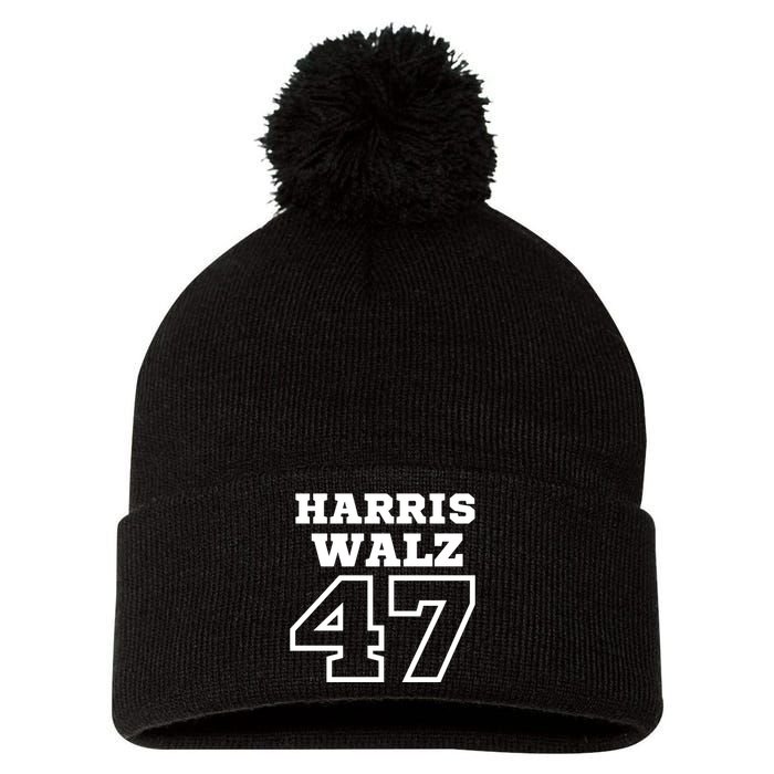 Harris Walz 2024 Campaign For President Harris Waltz Pom Pom 12in Knit Beanie