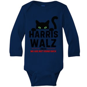 Harris Waltz 2024 Election Funny Cat Kamala Harris Tim Walz Meaningful Gift Baby Long Sleeve Bodysuit