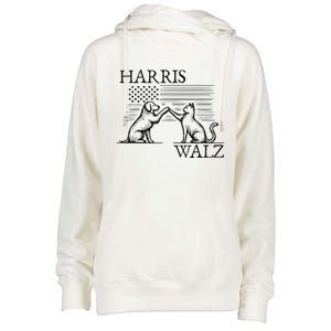 Harris Walz 2024 President American Flag Kamala Harris Waltz Gift Womens Funnel Neck Pullover Hood