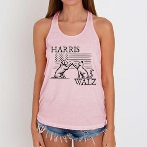 Harris Walz 2024 President American Flag Kamala Harris Waltz Gift Women's Knotted Racerback Tank