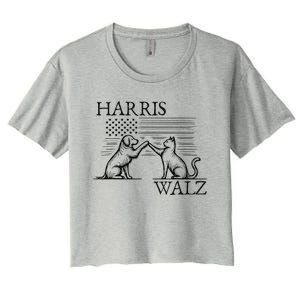 Harris Walz 2024 President American Flag Kamala Harris Waltz Gift Women's Crop Top Tee