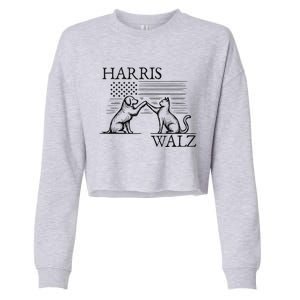 Harris Walz 2024 President American Flag Kamala Harris Waltz Gift Cropped Pullover Crew