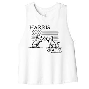 Harris Walz 2024 President American Flag Kamala Harris Waltz Gift Women's Racerback Cropped Tank