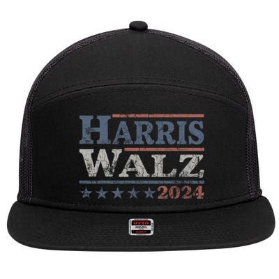 Harris Walz 2024 Election Kamala Harris Tim Waltz 2024 7 Panel Mesh Trucker Snapback Hat