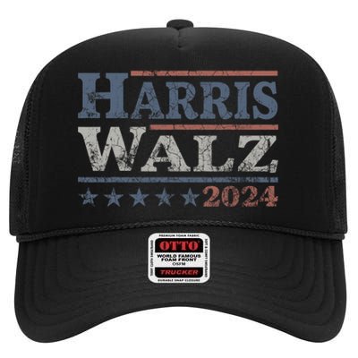 Harris Walz 2024 Election Kamala Harris Tim Waltz 2024 High Crown Mesh Back Trucker Hat