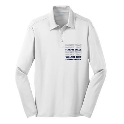 Harris Waltz 2024 We Are Not Going Back Tim Walz Kamala Silk Touch Performance Long Sleeve Polo