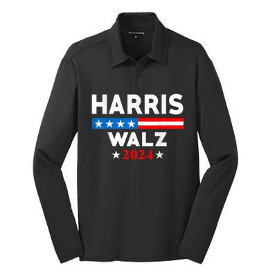 Harris Waltz 2024 Election Kamala Harris Tim Waltz 2024 Silk Touch Performance Long Sleeve Polo