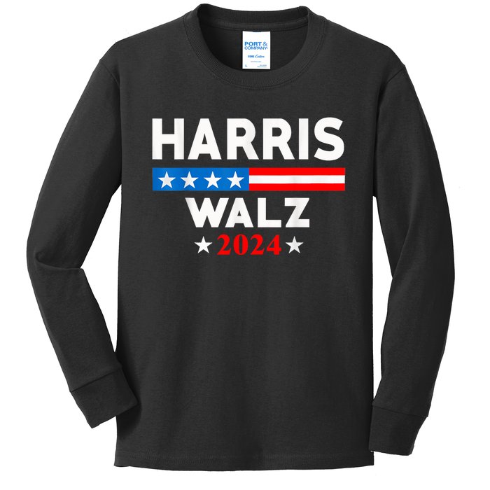 Harris Waltz 2024 Election Kamala Harris Tim Waltz 2024 Kids Long Sleeve Shirt