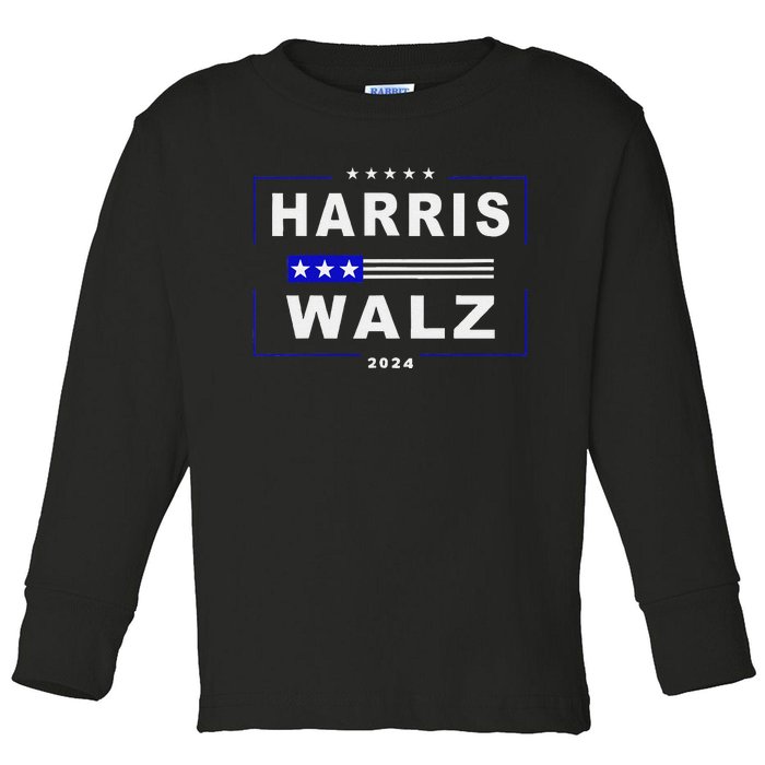 Harris Waltz 2024 President Election Kamala Harris Tim Waltz Toddler Long Sleeve Shirt