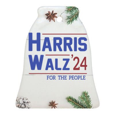 Harris Walz 2024 Kamala Harris 2024 Tim Walz 2024 Usa Fla Ceramic Bell Ornament