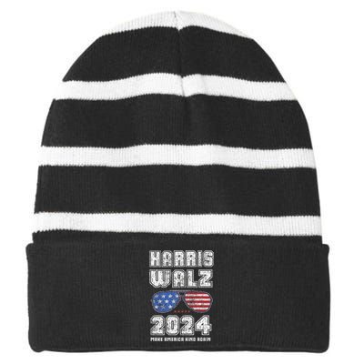 Harris Walz 2024 Make America Kind Again Harris Waltz Premium Striped Beanie with Solid Band