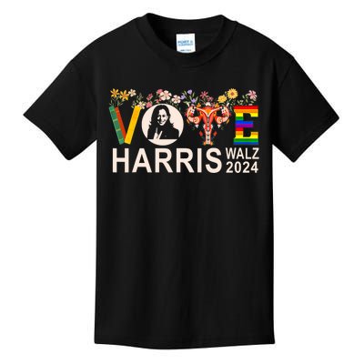 Harris Walz 24 Vote Books Reproductive Rights Lgbt Election Kids T-Shirt