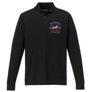 Harris Waltz 2024 Election Kamala Harris Tim Waltz 2024 Performance Long Sleeve Polo