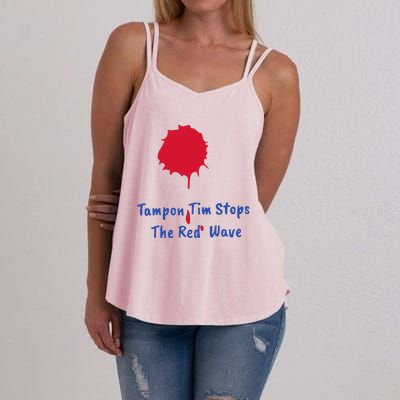 Harris Walz 2024 Tampon Tim Stops The Red Wave Election Women's Strappy Tank