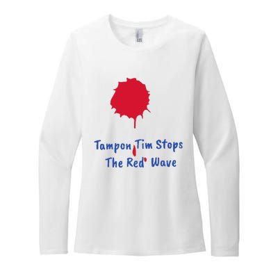 Harris Walz 2024 Tampon Tim Stops The Red Wave Election Womens CVC Long Sleeve Shirt