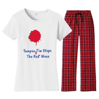 Harris Walz 2024 Tampon Tim Stops The Red Wave Election Women's Flannel Pajama Set