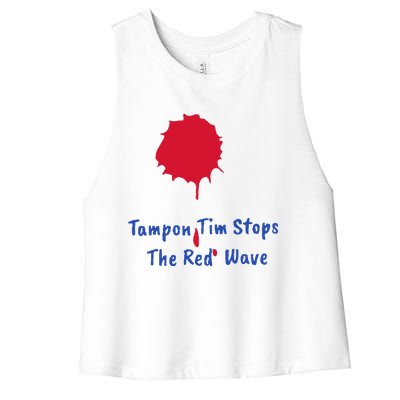 Harris Walz 2024 Tampon Tim Stops The Red Wave Election Women's Racerback Cropped Tank