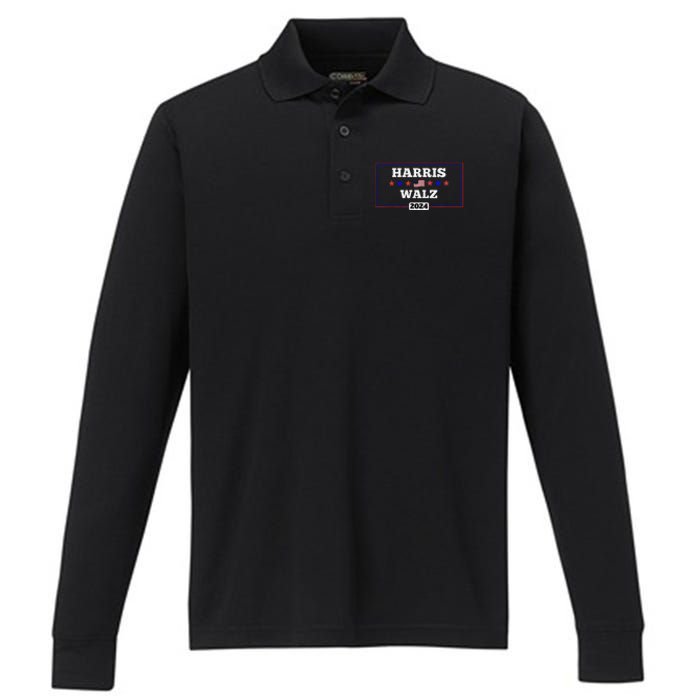 Harris Waltz 2024 Election Kamala Harris Tim Waltz President Performance Long Sleeve Polo