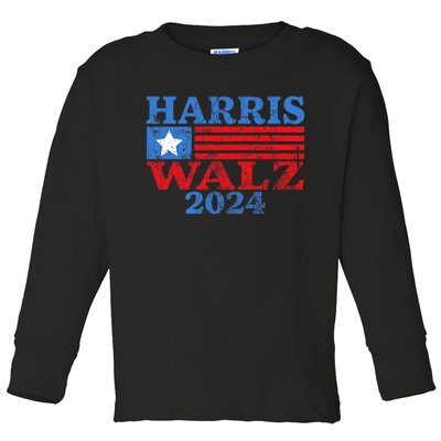 Harris Waltz 2024 Election Kamala Harris Tim Waltz 2024 Election Toddler Long Sleeve Shirt