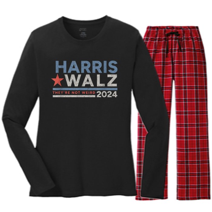 Harris | Walz | 2024 | Kamala Harris | Tim Walz | Not Weird Women's Long Sleeve Flannel Pajama Set 