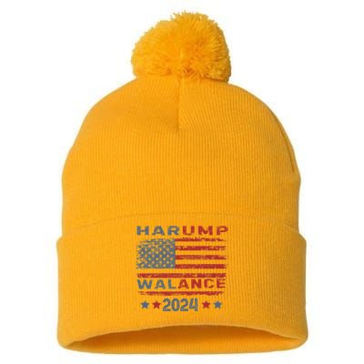 Harump Wallace 2024 Harris Trump Walz Vance Pom Pom 12in Knit Beanie