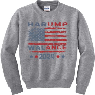 Harump Wallace 2024 Harris Trump Walz Vance Kids Sweatshirt