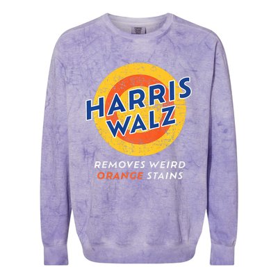 Harris Walz 2024 Waltz Removes Weird Orange Stains Colorblast Crewneck Sweatshirt