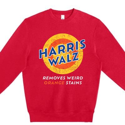 Harris Walz 2024 Waltz Removes Weird Orange Stains Premium Crewneck Sweatshirt