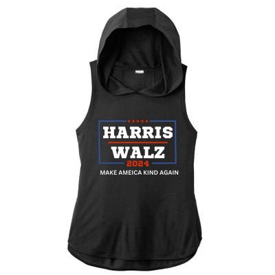 Harris Walz 2024 Make America Kind Again Harris Waltz Quote Ladies PosiCharge Tri-Blend Wicking Draft Hoodie Tank