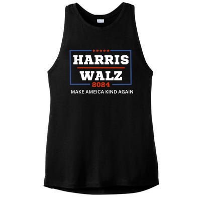 Harris Walz 2024 Make America Kind Again Harris Waltz Quote Ladies PosiCharge Tri-Blend Wicking Tank