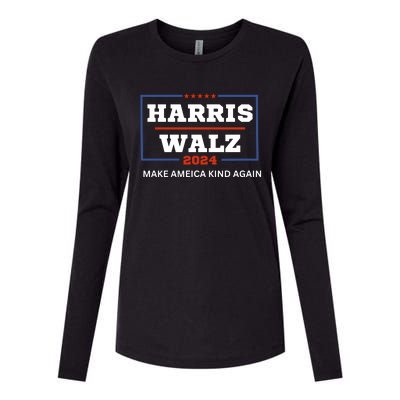 Harris Walz 2024 Make America Kind Again Harris Waltz Quote Womens Cotton Relaxed Long Sleeve T-Shirt