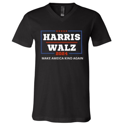 Harris Walz 2024 Make America Kind Again Harris Waltz Quote V-Neck T-Shirt