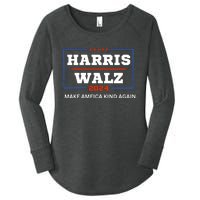 Harris Walz 2024 Make America Kind Again Harris Waltz Quote Women's Perfect Tri Tunic Long Sleeve Shirt