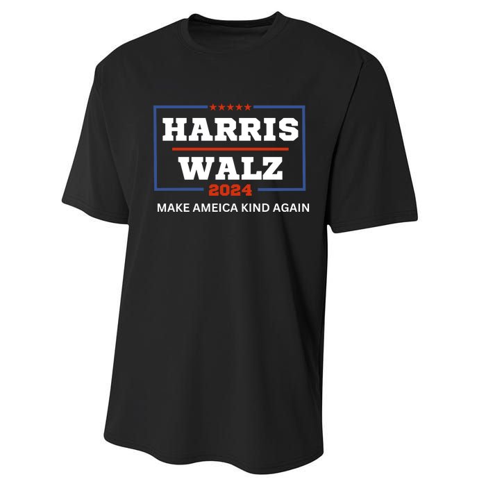 Harris Walz 2024 Make America Kind Again Harris Waltz Quote Performance Sprint T-Shirt