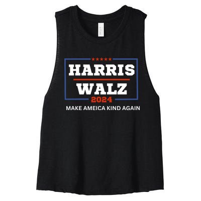 Harris Walz 2024 Make America Kind Again Harris Waltz Quote Women's Racerback Cropped Tank