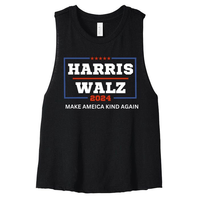 Harris Walz 2024 Make America Kind Again Harris Waltz Quote Women's Racerback Cropped Tank