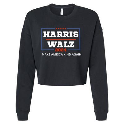 Harris Walz 2024 Make America Kind Again Harris Waltz Quote Cropped Pullover Crew