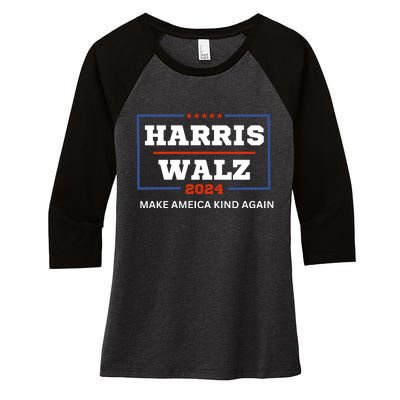 Harris Walz 2024 Make America Kind Again Harris Waltz Quote Women's Tri-Blend 3/4-Sleeve Raglan Shirt